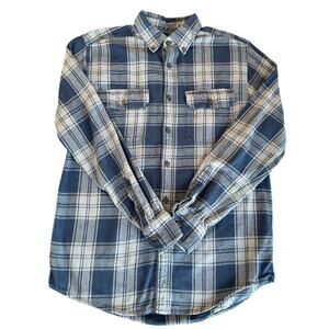 Faded Glory Plaid Flannel Button-Up Shirt Men’s Small 100% Cotton
